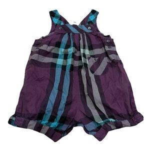 Women's Burberry Purple Plaid Romper Jumpsuit  Baby Size 12 Months Elegant